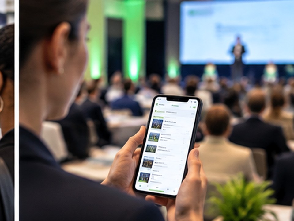 Attendee viewing a digital event agenda on a phone