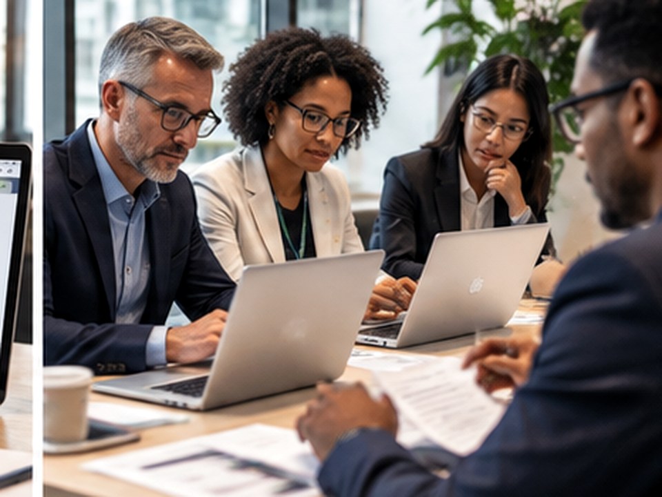 Academic reviewers collaborating on conference submissions